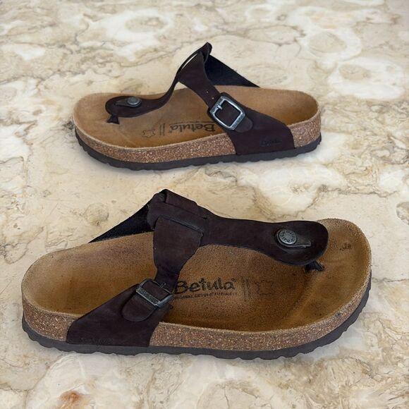 BETULA by BIRKENSTOCK~ Gizeh Thong Sandals ~ Brown Suede Leather - Picture 7 of 16